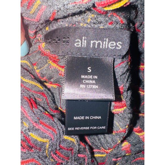 Ali Miles Multicolor Textured Knit Cowl Neck Jersey Sweater Tunic Top S Boho - Picture 7 of 10